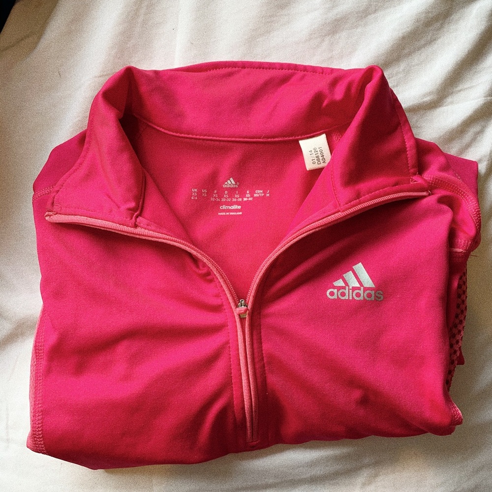 ADIDAS hot pink athletic 1/4 zip